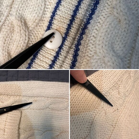 Vintage 80s Preppy CableKnit Wool Cardigan Sweater Quattro Quadrai for Crocodile - Picture 9 of 9